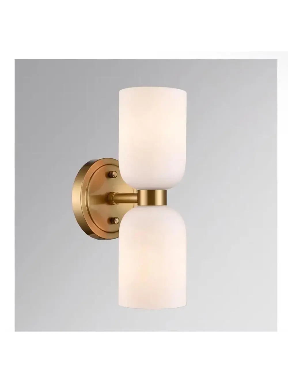 CLAXY Gold Wall Sconce Modern Bathroom Vanity Light with Milky White Glass 2-Lig